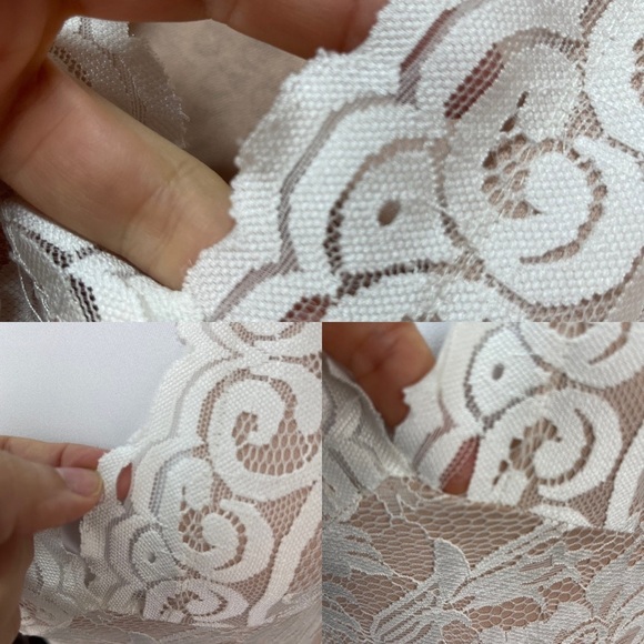 Kimcine off white nude lined 3/4 sleeve V-neck fitted stretch dress women’s S - Picture 11 of 17